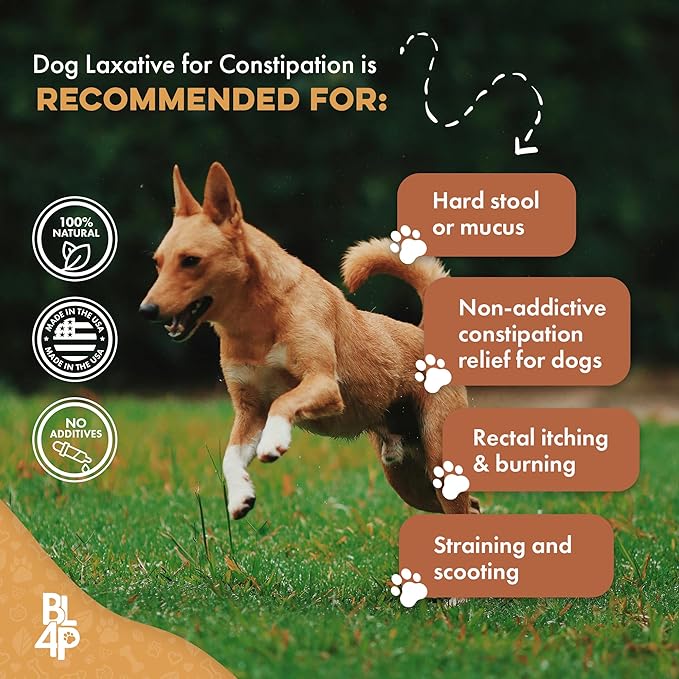 Dog Laxative Constipation Relief, Dog Stool Softener Remedy Eases Irregular Bowel Movements, Scooting & Rectal Itching; Supports Canine Digestion & Canine Gas Relief, 400 Odorless, Tasteless Pills