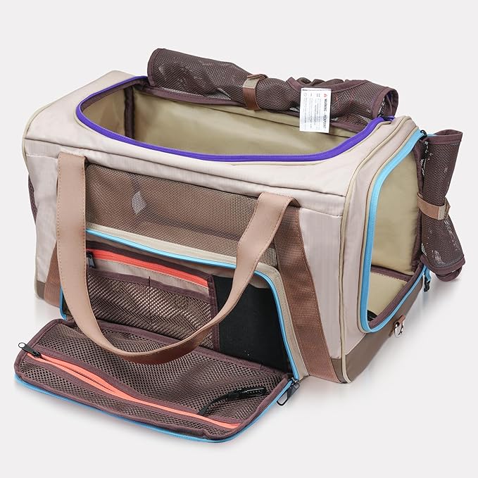 OutdoorBengal Zeppelin™ Airline-Approved Large Cat Carrier Soft – TSA-Approved Pet Carriers with Top Opening for Plane and Car Travel – Kittens or Small Dog Carrier (Creme)