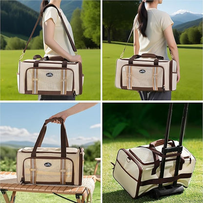 Expandable Pet Carrier for Cats & Dogs, Airline Approved Cat Carrier, Large Travel Bag with with Extra Large Foldable mat