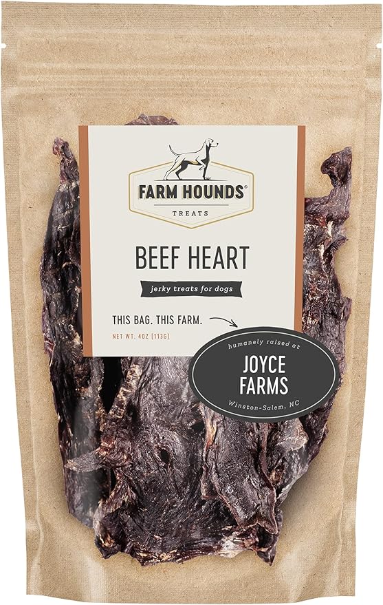 Farm Hounds - Beef Heart - Premium Natural Beef Heart Jerky for Dogs - Made from 100% Humanely Raised Cattle - Organ Treat - Great for Training & Treats - No Added Fillers - Made in USA - 4oz -2 Pack