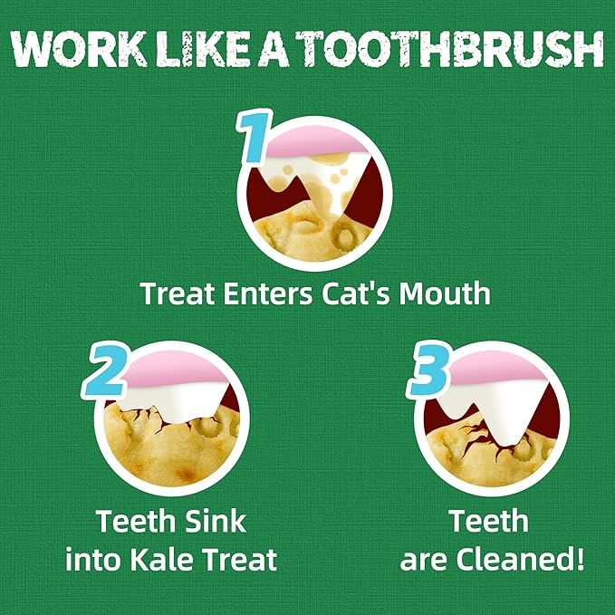 Just Try 16 OZ Kale & Spinach Cat Treats for Indoor Cats, Gluten Free, Low-Calorie Healthy Cat Snacks, Plant-Based Fiber-Rich Natural Chicken Flavor Training Treats