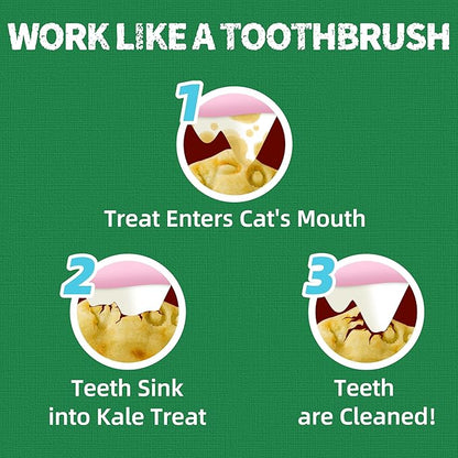 Just Try 16 OZ Kale & Spinach Cat Treats for Indoor Cats, Gluten Free, Low-Calorie Healthy Cat Snacks, Plant-Based Fiber-Rich Natural Chicken Flavor Training Treats