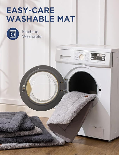 Joydeco Low Profile Dog Crate Mat Reversible Bed Pad, Washable Dog Pad Mat with Ultra Soft Fleece, Compact Design Kennel Beds Mats for Large Medium Small Pets, 36" x 27" Gray