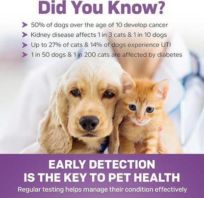 One Step Pet Urine Testing Strips, 5 x Urinalysis 10 Parameter Tests, Re-sealable Foil Pouch, Urine pH Test Strips for Dogs, Cats, Accurate Testing for UTI, Bladder & More, Pet Glucose Monitoring Kit