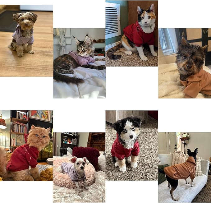 TAPBULL Dog Dresses, Fashionable Pet Dog Sweatshirt Clothes in Light Colors, Cute Cat Birthday Dress Outfit (Pink/Purple/Coffee 3-Pack), XX-Large