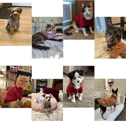 TAPBULL Dog Dresses, Fashionable Pet Dog Sweatshirt Clothes in Light Colors, Cute Cat Birthday Dress Outfit (Pink/Purple/Coffee 3-Pack), XX-Large