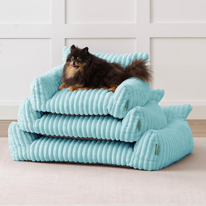 Cute Couch Bed for Pets, Supportive Cat Sofa for Indoor Cats, Small Dog Sofa Bed for Small Dogs, Light Blue, 24inches