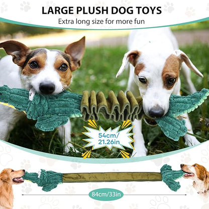 Squeaky Plush Stuffed Pet Toys With Crinkle Paper - Interactive Tug of War for Small, Medium, Large Dogs - Cute Puppy Toy to Keep Them Busy