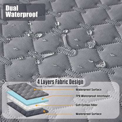 Smiry Waterproof Dog Bed Cover Blanket, Soft Reversible Pet Blanket, Washable Leakproof Cats Dogs Couch Cover for Sofa, Couch, Furniture, Plaid (82x120 Inch, Grey/Dark Grey)