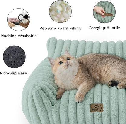 Bedsure Cute Dog Couch for Pets - Fluffy Dog Sofa with Premium Soft Corduroy Fleece, Pet Couch Bed with Washable Cover, Supportive Pet Sofa Bed for Medium Large Dogs, 36inch, Garden Green