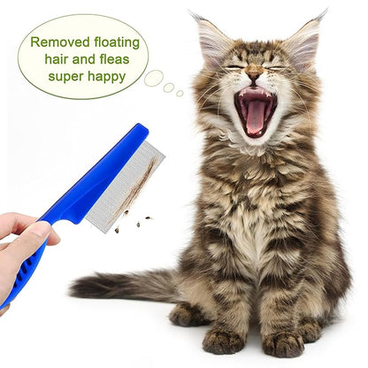 5 Pack Flea Lice Comb,Stainless Steel Dog Cat Grooming Combs With Rounded Teeth,Double-Sided Tear Stain Remover,Dematting Comb For Dogs Cats Ideal For All Types Of Small, Medium, Large Pets