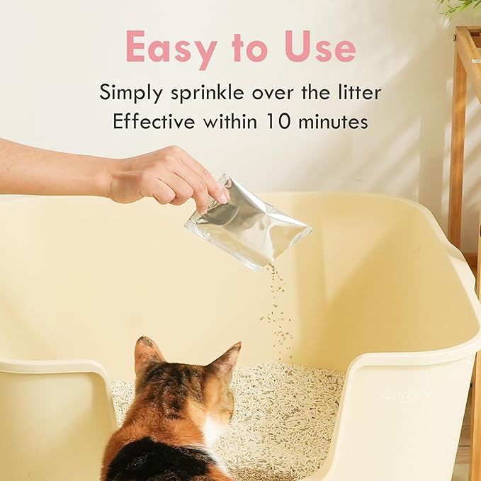 Lady N Fresh Woody Scent Cat Litter Deodorizer, Litter Box Odor Control Powder, Cation Odor Control with Probiotics, 15 Packets