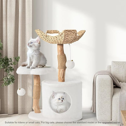 Modern Cat Tree, Wood Cat Tree Tower for Small Cats, Luxury Cat Condo with Scratching Posts and Flower Platforms, Cat Furniture by Easyego