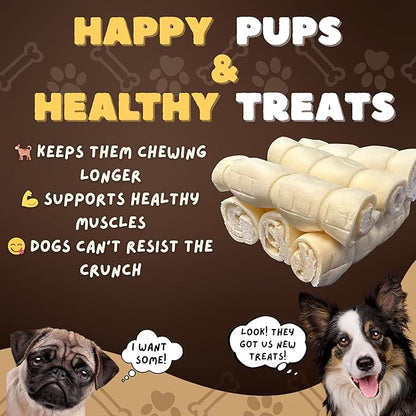 Woofley's 5-6" Buffalo Beef Cheek Roll -(10 Count)- Beef Cheek Rolls for Dogs - Long Lasting Natural Dog Chews