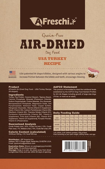 AFreschi Air-Dried Dog Food Turkey Recipe 2.2 lb, All-Natural, Complete & Balanced, Single-Animal Protein, Grain-Free, High-Protein, Limited Ingredients