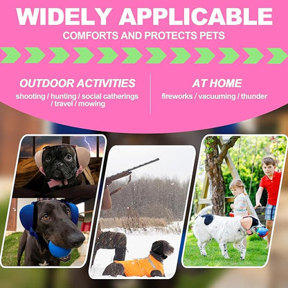 PROHEAR Dog Ear Muffs Hearing Protection for Dogs, NRR 28dB Noise Cancelling Headphones, Easy to Adjust Dog Hearing Protection Earmuffs for Thunder, Hunting, Tourism, Cars, Racing, Large, Pink