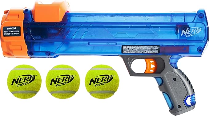 Nerf Dog Tennis Ball Blaster Dog Toy,12 Inch Translucent Blaster with 3 Balls
