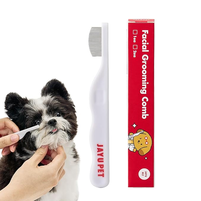 JAYU PET Facial Grooming Comb - Dog Eye Combs, Stress-free Tear Stain Remover for Dogs & Cats, Pet Facial Brush, Cat Grooming Kit, Stainless Steel Deshedding Comb (1ea)