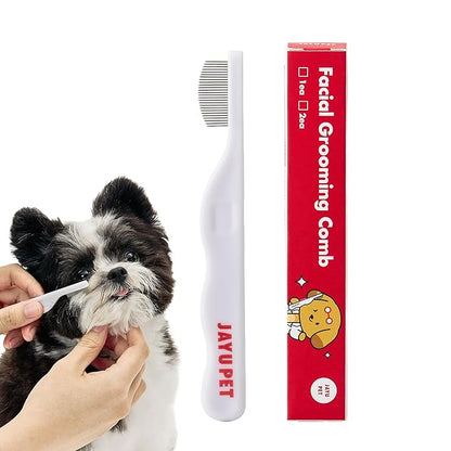 JAYU PET Facial Grooming Comb - Dog Eye Combs, Stress-free Tear Stain Remover for Dogs & Cats, Pet Facial Brush, Cat Grooming Kit, Stainless Steel Deshedding Comb (1ea)
