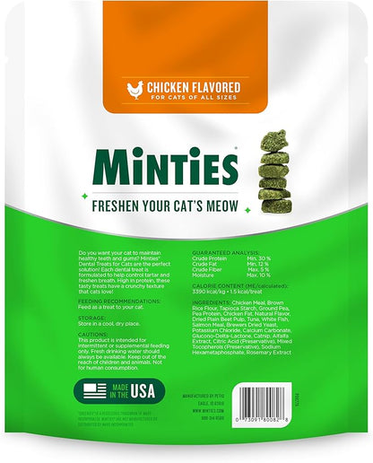 Minties Dental Treats for Cats, Chicken Flavored Cat Dental Treats, Freshens Breath and Controls Tartar, 10oz