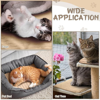 Nuanchu 4 Pack Self Warming Cat Bed 24"x18" Self Heating Dog Cat Pad Bulk Crate Bed Extra Warm Thermal Big Pet Pad for Indoor Outdoor Pets Houses with Removable Washable Cover Non Slip (Apricot)