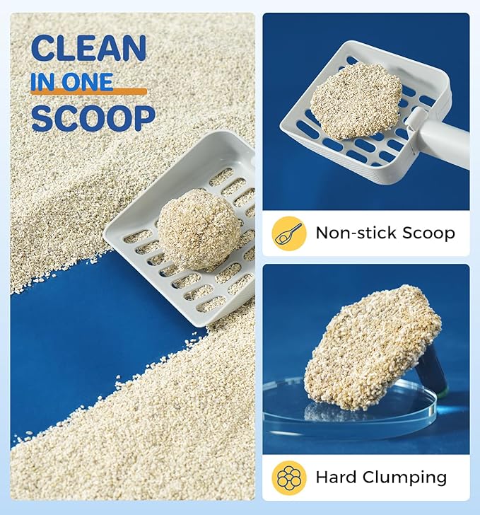 Cat Litter Clumping Mixed Cassava Cat Litter Clumping Tapioca Litter with Odor Control, Dust-Free, Unscented Natural Litter Sodium-Based for Kittens, 18 Ib