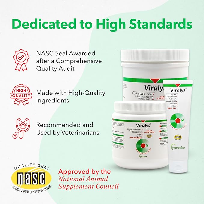 Vetoquinol Viralys Daily L-Lysine Gel for Cats and Kittens, Maple Flavored Lysine Supplement for Cats and Kittens to Support Immune Health, Normal Eye Function and Respiratory Health, 5oz