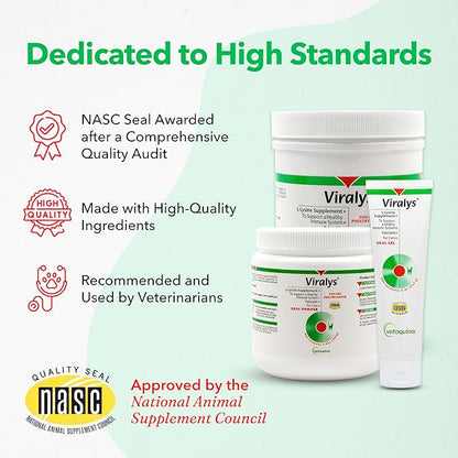 Vetoquinol Viralys Daily L-Lysine Gel for Cats and Kittens, Maple Flavored Lysine Supplement for Cats and Kittens to Support Immune Health, Normal Eye Function and Respiratory Health, 5oz