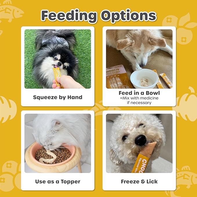Choolip Squeeze Vita Stick Lickable Cat Treats & Dog Puree – 7-Count Kidney Support Tubes, Creamy Grain-Free Hydrating Puree, High-Protein Multivitamin Treats for Urinary & Kidney Health