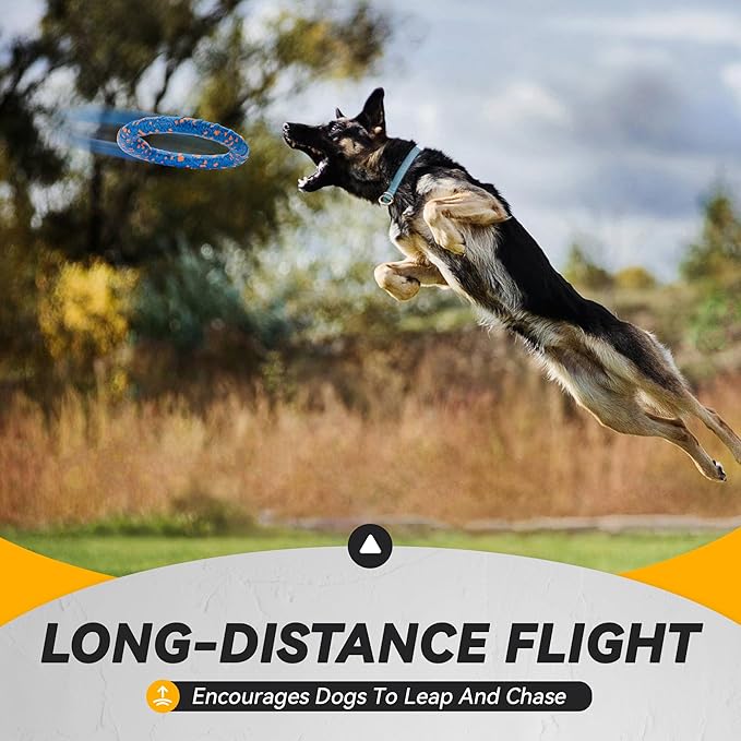 Dog Ring Toy, Indestructible Flying Discs for Throwing Catching, Water Floating Dog Training Ring for Medium Large Breeds (Blue - φ9 inches)