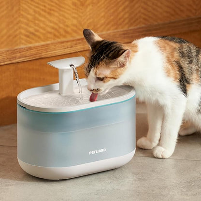 PETLIBRO Cat Water Fountain Ultra Quiet with Two Flow Modes, Large-Size Filter Capsule Pet Water Fountain, 71oz/2.1L Visible Water Level Dog Water Dispenser for Cats & Dogs