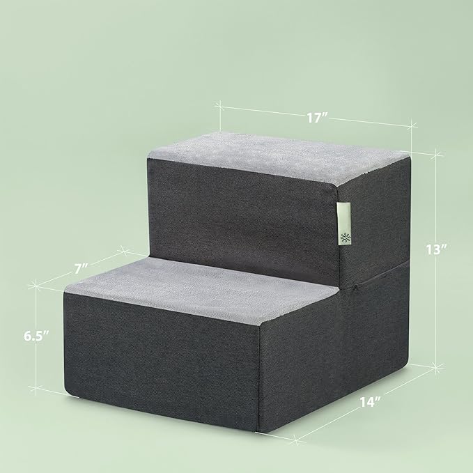 ZINUS Easy Pet Stairs, Pet Ramp, Pet Ladder, X-small, Grey