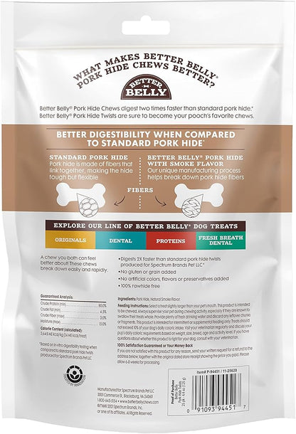 Better Belly Highly Digestible Rawhide Twist Sticks Chews, Treat Your Dog to a Chew with NO Artificial Colors or Flavors 25 Count (Pack of 2)