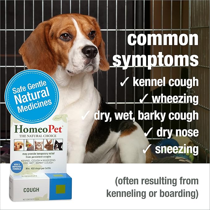 HomeoPet Cough, Safe and Natural Cough Supplement for Dogs, Cats, and Small Pets, 15 Milliliters