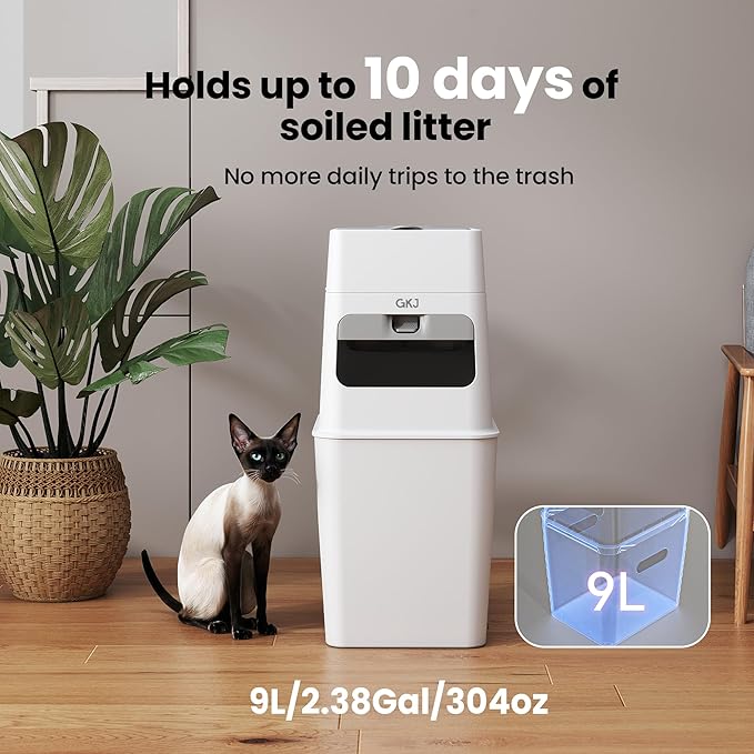 Cat Litter Trash Can, GKJ Cat Litter Bin | Garbage Disposal Diaper Pail | No Smell Cat Litter Pail | Pet Waste Pail for Cats, Dogs, Includes 1 Roll Refill Bag
