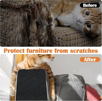 Cat Scratch Furniture Protector - 138" x 17" Trimmable Self-Adhesive Cats Claws Scratch Pads, DIY Cat Climbing Couch Protector for Scratch Post Cat Tree Replacement Indoor (Black)