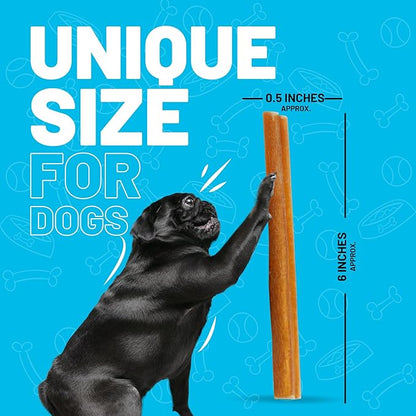 Sitka Farms Bully Sticks 6 inch - 20 Count - Bully Sticks All Natural Dog Treats from Free Range Grass-Fed Beef, Grain & Rawhide Free - Long Lasting Chew for Aggressive Chewers