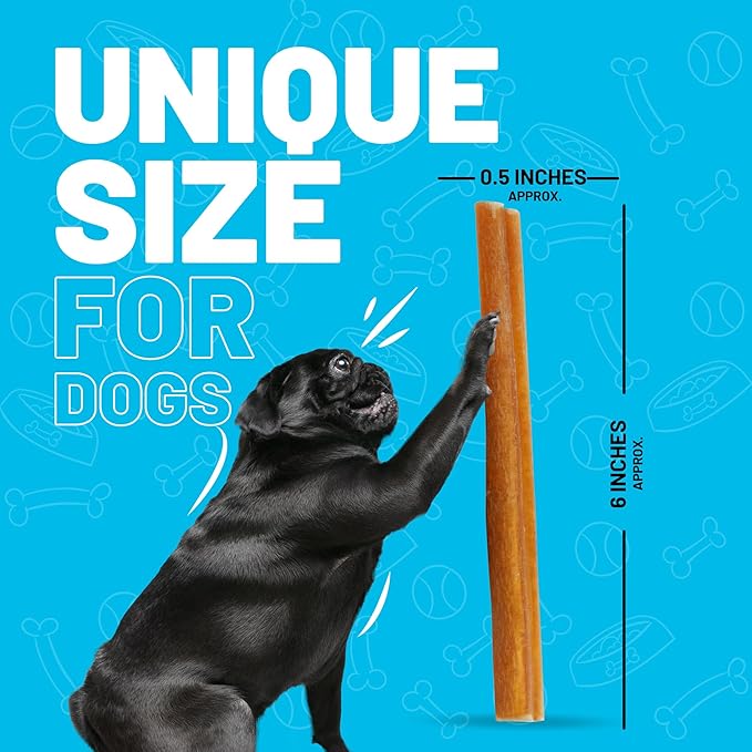 Sitka Farms Bully Sticks, Long Lasting Natural Dog Chews, 6 Inch – 40 Count