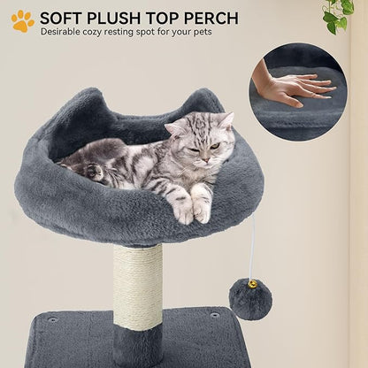 YITAHOME 54in Cat Tree Tower for Indoor Cats, Multi-Level Cat Climbing Tower with Sisal Scratching Post and Board, Cat Condos, Plush Top Perches, Hammock, Kittens Pet House Play, Dark Grey