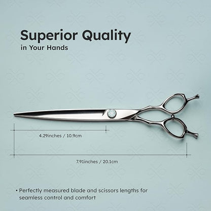 8” Dog Grooming Scissors｜VG10 Japanese Steel Professional Pet Grooming Shears for Cats & Dogs｜Clean Cut & Precise Trimming｜Lightweight Ergonomic Handcrafted Design｜K9 Shears