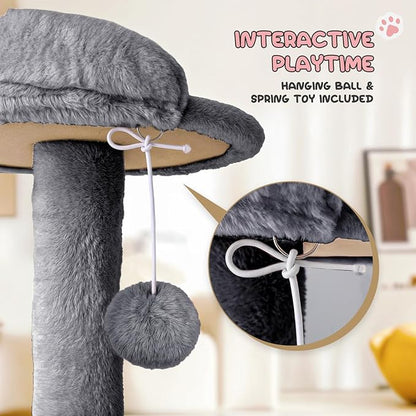 MoNiBloom 77 Inch Cat Tree Tower for Indoor Cats Large Adults, Tall Cat Tower with Scratching Post, Multi-Level Furniture Activity Center with Cat Condo Pet Play House, Smoky Grey