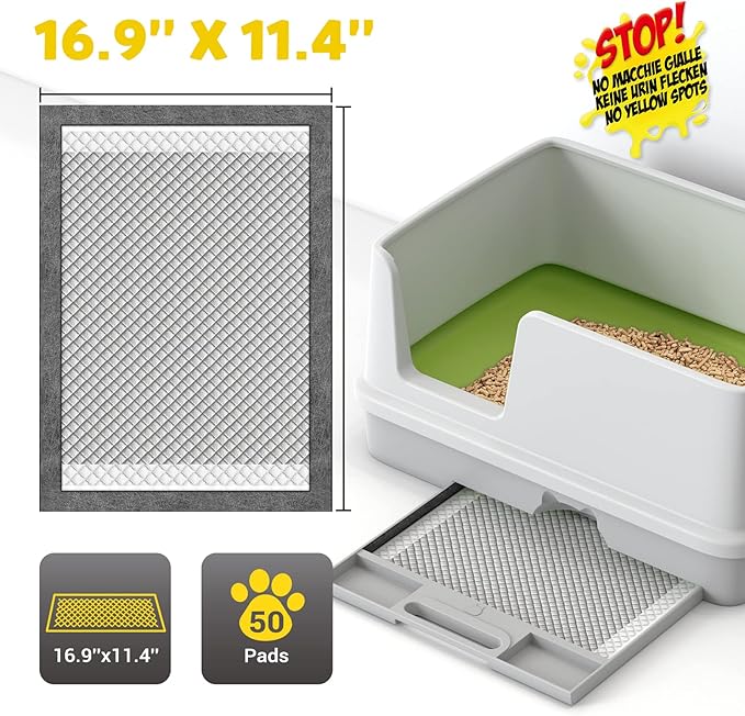 CROCI Cat Pads 16.9 x 11.4 in, Litter Pads for Tidy Cats Breeze Litter System, Pet Pads for Cats Super Absorbent up to 15 Cups, Cat Pads for Breeze System Leak-Proof, Charcoal (50 Counts)