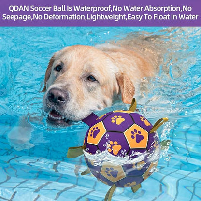 QDAN Extra Large Dog Toys Soccer Ball - Durable Dog Balls for Extra Large Dogs with Straps, Interactive Dog Tug Toy with Strap for Tug of War (9 Inch)