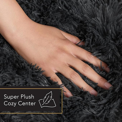 Town & Country Luxe CuddleTown Fuzzy Solid Donut Pet Bed, Soft, Cozy & Calming, Water Repellent, Non-Slip Bottom, 100% Machine Washable, Dark Grey, Medium 28"x28"x7" Round