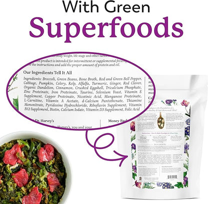 Dr. Harvey's Paradigm Green Superfood Dog Food, Human Grade Dehydrated Grain Free Base Mix for Dogs, Diabetic Low Carb Ketogenic Diet (3 Pounds)