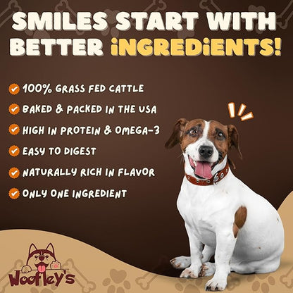 Woofley's 5-6" Buffalo Beef Cheek Roll -(10 Count)- Beef Cheek Rolls for Dogs - Long Lasting Natural Dog Chews