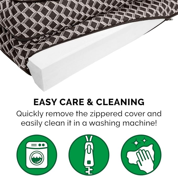 Furhaven Orthopedic Dog Bed for Large Dogs w/ Removable Bolsters & Washable Cover, For Dogs Up to 125 lbs - Plush & Woven Decor Comfy Couch Sofa - Diamond Brown, Jumbo Plus/XXL