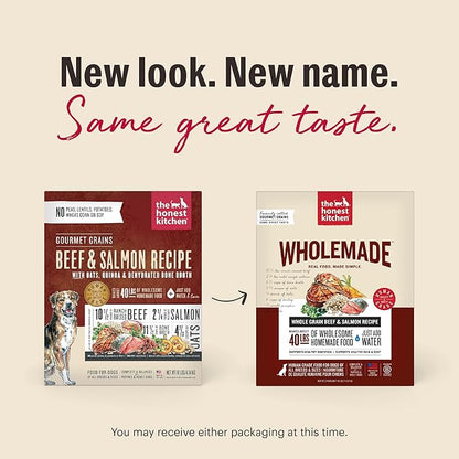 The Honest Kitchen Human Grade Wholemade™ Dehydrated Whole Grain Dog Food - Complete & Balanced Meal or Topper - Beef & Salmon 10 lb Box