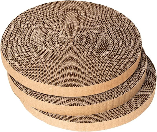 Round cat Scratcher Refill, 10 inch Diameter, 7/8 inch Thickness Scratcher Replacement Pads, Scratching Board Circle, Scratch pad, scratchers for Indoor Cats (3pcs)