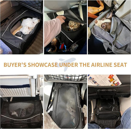 ‌Petsfit Airline Approved Pet Carrier for Small Cats, 15x8x10 TSA Approved Carrier, with Removable Dual-Sided Padding (2-Way Placement) - Fits Under Most Airplane Seats, Escape Proof (Grey)